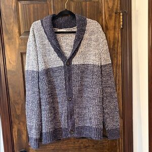 Goodfellow & Co Two-Tone Shawl Collar Cardigan in Blue and Cream